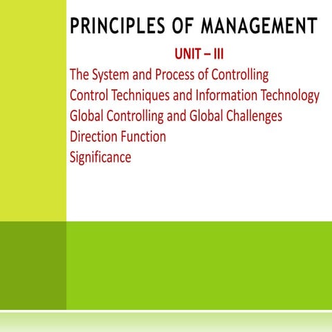 Unit-III Controlling | PPTX | Business | Business and Finance