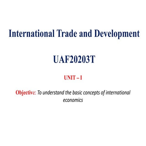 International Trade & Development - Introduction 