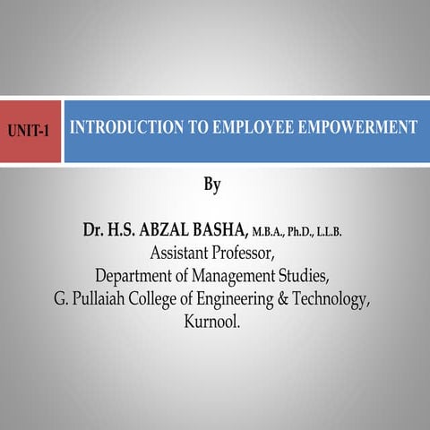Introduction to Employee Empowerment