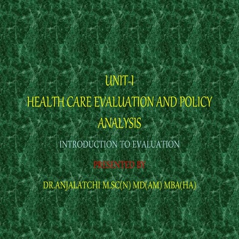 Unit i introduction to evaluation ppt | PPTX