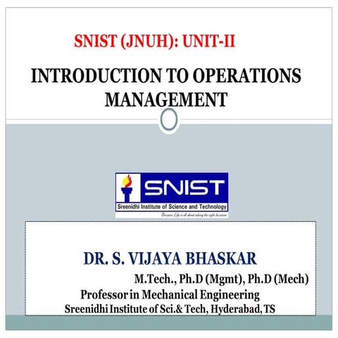 INTRODUCTION TO OPERATIONS MANAGEMENT