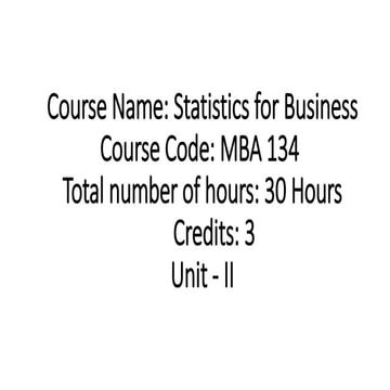 Probability PPT for Statistics - Unit 2 & 3