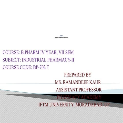 UNIT-II Qualification and Validation.pptx