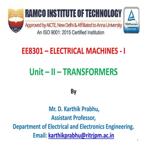 UNIT - II Transformers.pptx