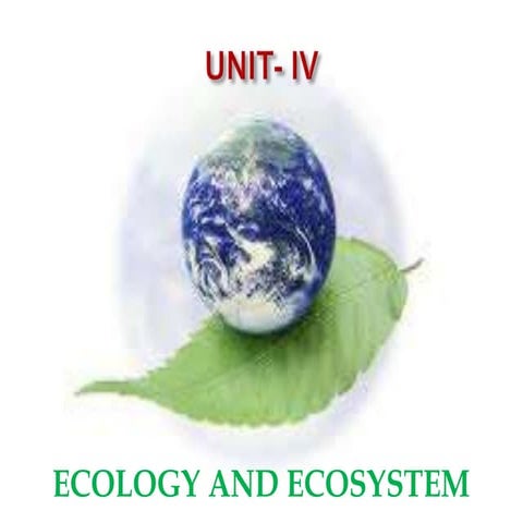 Ecology And Ecosystem Unit  IV