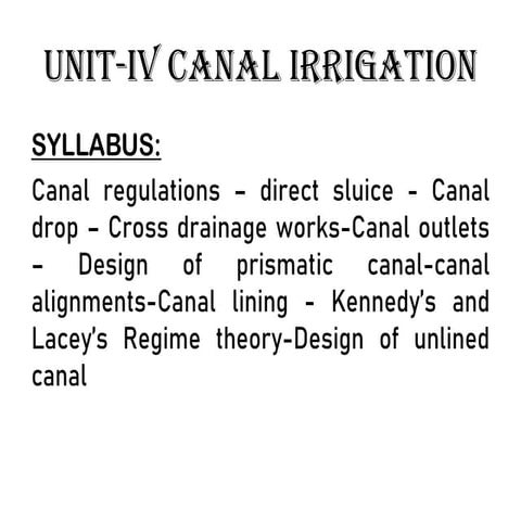 CANAL IRRIGATION