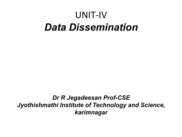 Data Dissemination and Synchronization