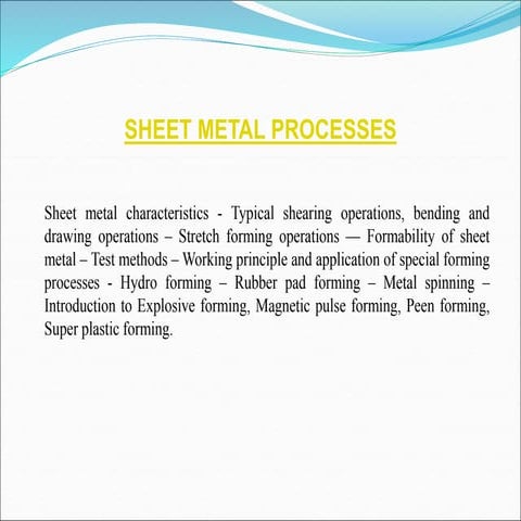 Unit   iv SHEET METAL PROCESSES 