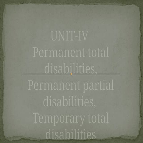 PERMANENT TOTAL DISABILITIES  PERMANENT PARTIAL DISABILITIES