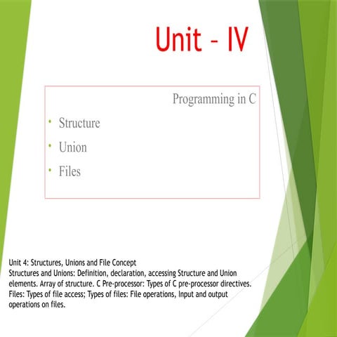 Unit 4-Structures, Unions and File .pptx