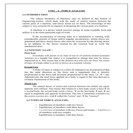 UNIT-IV FORCE ANALYSIS STATIC AND DYNAMICS.pdf