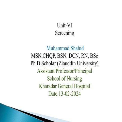 Introduction of Screening for Nursing Students