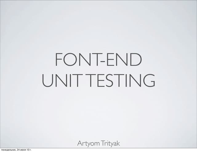 FrontEnd Unit testing