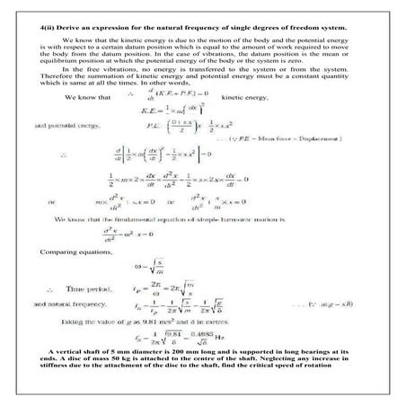 UNIT-5 VIBRATION NOTES- FREE -LONGITUDINAL VIBRATION