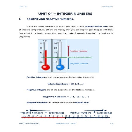 1 ESO - UNIT 04 - INTEGER NUMBERS