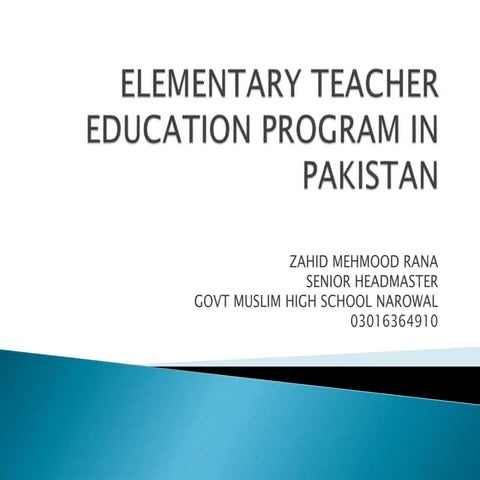 Unit 06 elementary teacher education program in pakistan