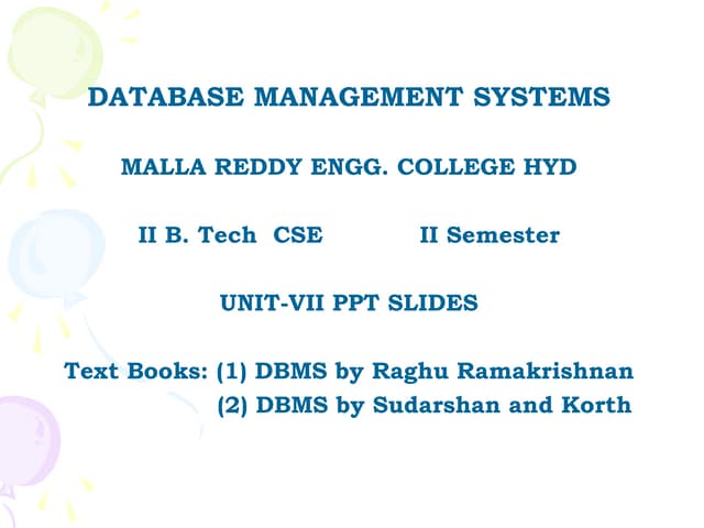 Unit 07 dbms