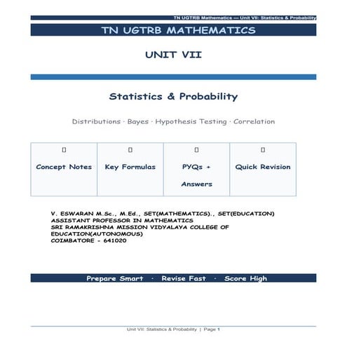 Comprehensive Guide to Statistics & Probability for TN UGTRB ...