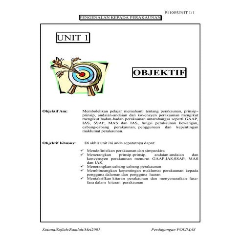 Pengenalan kepada Perakaunan - Unit 1