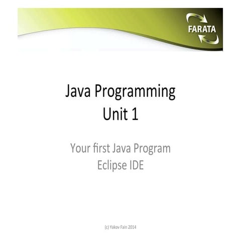 Java Intro: Unit1. Hello World | PPT