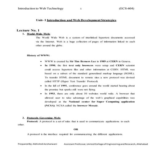 Unit 1 Webtechnology