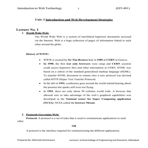 Unit 1  Webtechnology