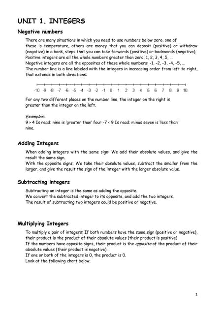 Unit 1. Integers
