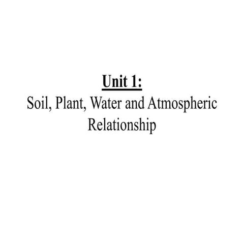 Soil, Plant, water and atmosphere relationship