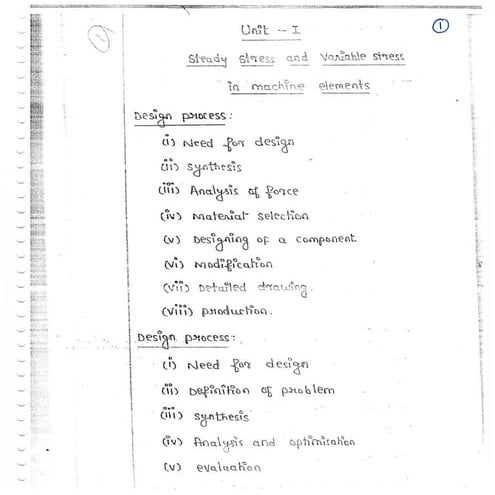 ME6503 - DESIGN OF MACHINE ELEMENTS UNIT - I  NOTES