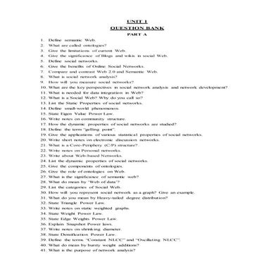 Unit 1 - SNA QUESTION BANK