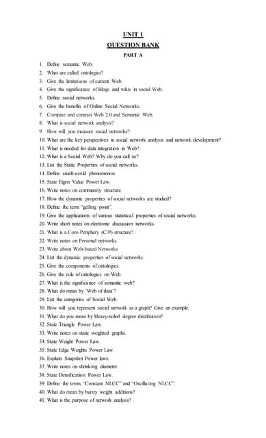 Unit 1 - SNA QUESTION BANK
