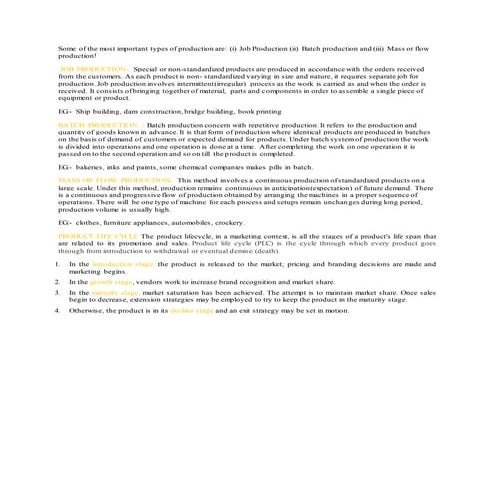 Types of production in Production and operation subject.