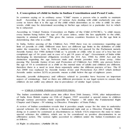 Concept of child under Indian Constitution and Indian Penal Code 
