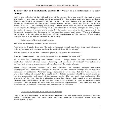 Law as an instrument of social change | Law and Social Transformation