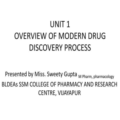 OVERVIEW OF MODERN DRUG DISCOVERY PROCESS