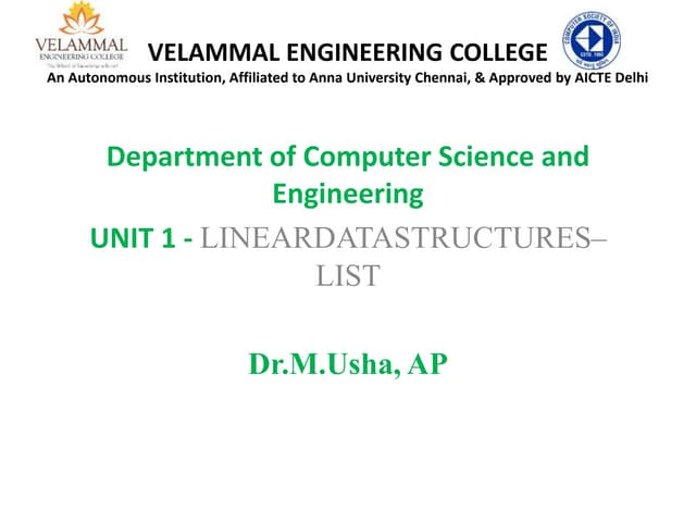 Unit 1  LINEAR DATA STRUCTURES