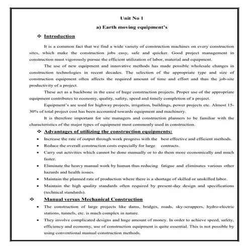 Construction Equipment used in construction projects