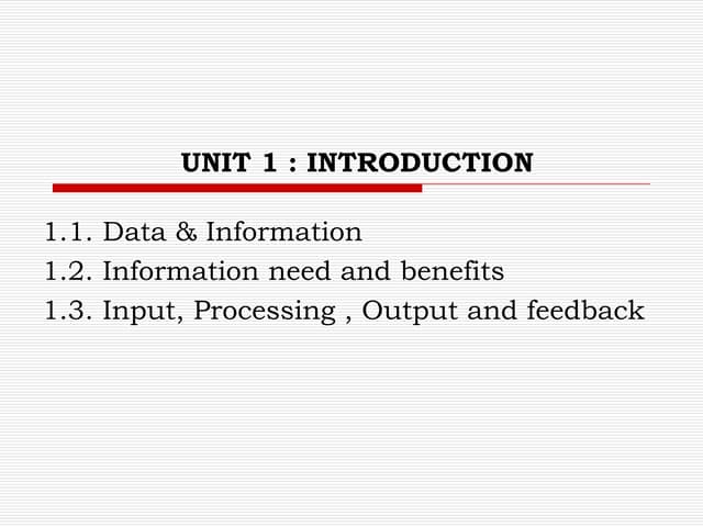 Introduction of Data and Information in IS