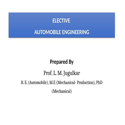 Automobile Engineering Elective subject 1