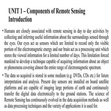 Unit - I    Components of Remote sensing
