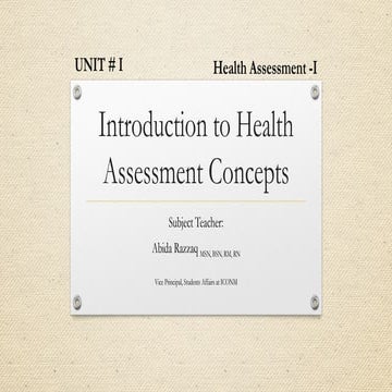 Introduction to Health Assessments of health