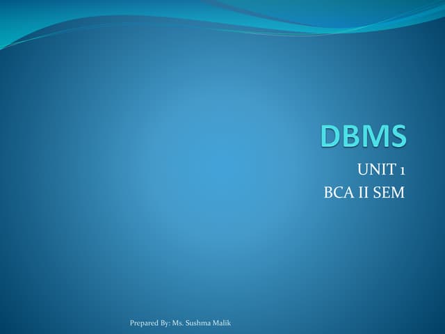 UNIT 1. Database management system notes
