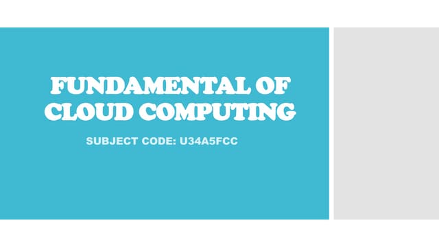 fundamentals of cloud computing and depth unit
