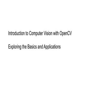 Introduction to Computer Vision using OpenCV | PDF