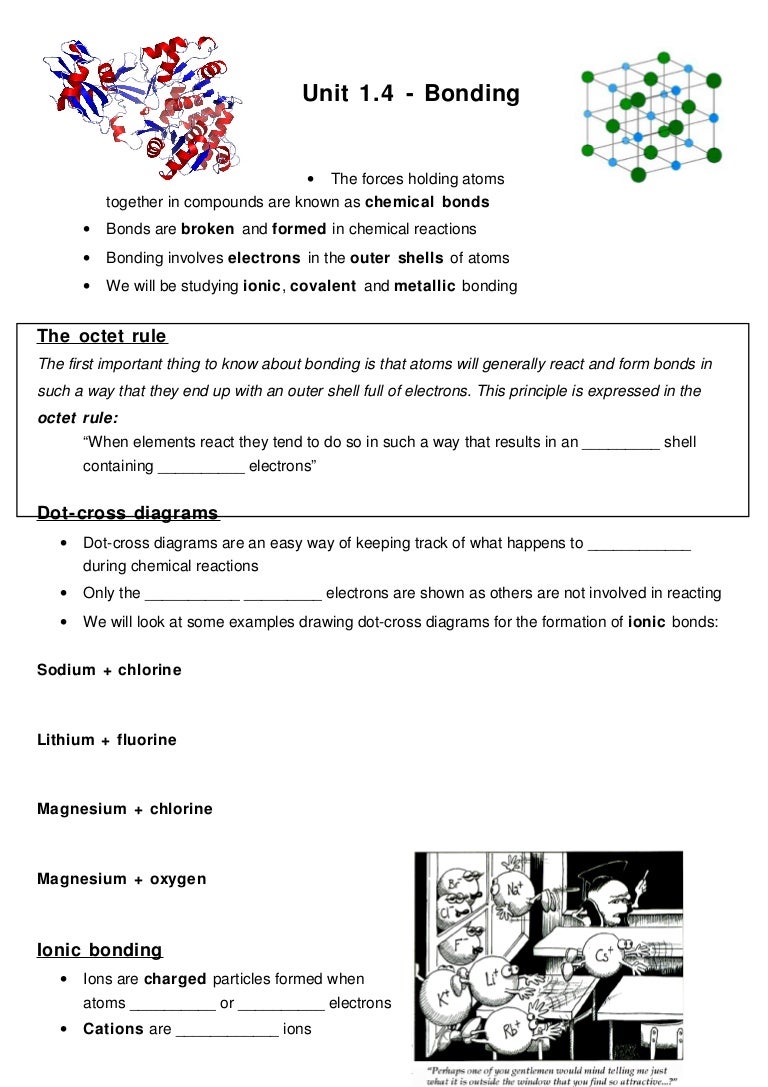 1 4 bonding notes most ionic bonds form when elements from