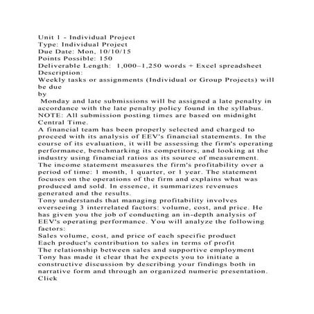 Unit 1 - Individual ProjectType Individual ProjectDue Date Mon.docx