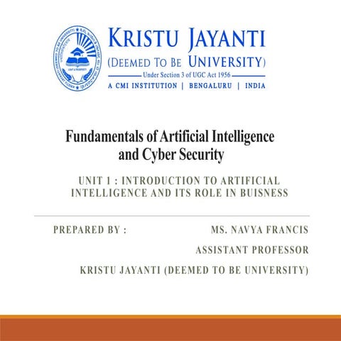 Fundamentals of Artificial Intelligence and Cyber Security : Basics of ...