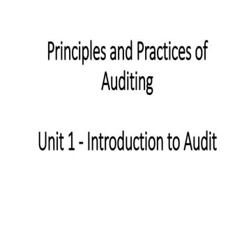 Unit 1   Introduction to Audit
