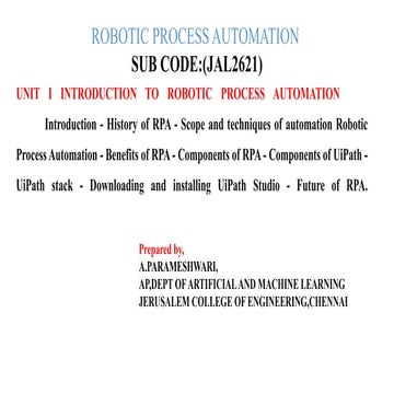 Robotic Process Automation with UiPath Studio | PPTX