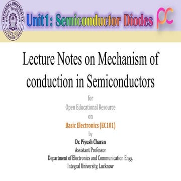 Unit 1 Mechanism of Conduction in Semiconductors